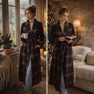 VINTAGE Kerry Woollen Mills Killarney 100% Pure Wool Maxi Belted OverCoat M